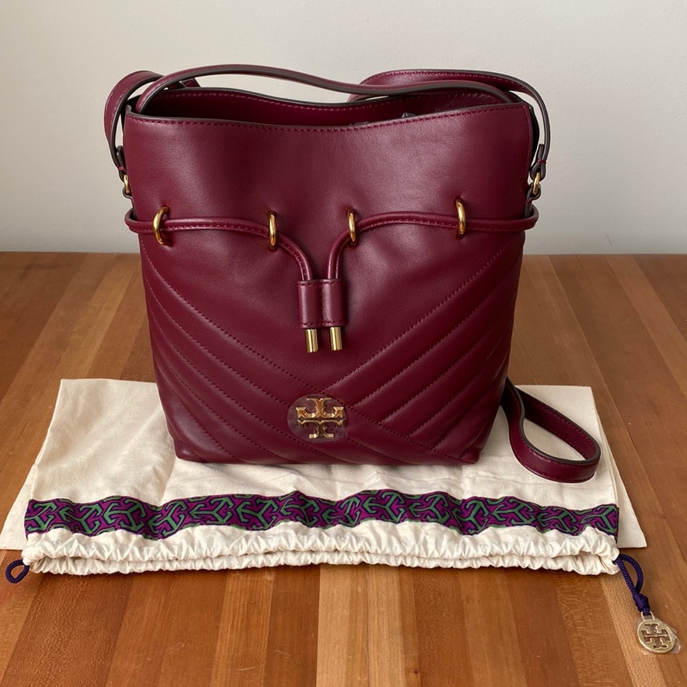 Tory Burch Kira Bucket Bag in Imperial Garnet